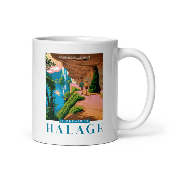 Mug blanc brillant <br> Le chemin de Halage